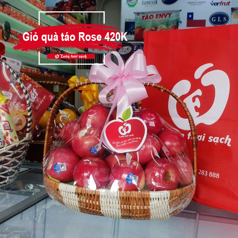 Giỏ quà táo Rose (Mẫu giỏ bầu dục)